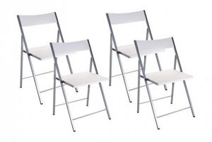 WHITE LABEL - belfort lot de 4 chaises pliantes blanc - Chaise Pliante