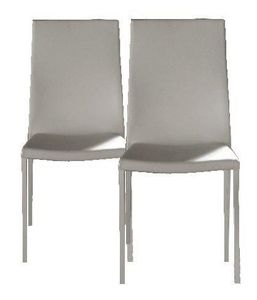 WHITE LABEL - lot de 2 chaises design hellen blanches en simili  - Chaise