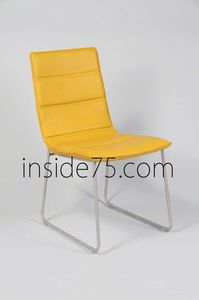 WHITE LABEL - chaises design dodge façon cuir jaune piétement mé - Chaise