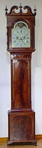 KIRTLAND H. CRUMP - federal mahogany inlaid tall case clock by solomon - Horloge Sur Pied
