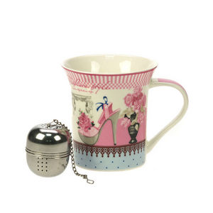 WHITE LABEL - mug en porcelaine décor fashion avec boule à thé - Mug