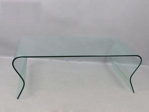WHITE LABEL - table basse en verre ondulée scoop - Table Basse Rectangulaire