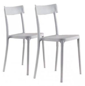 WHITE LABEL - lot de 2 chaises corsocomo empilables blanches - Chaise