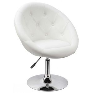 WHITE LABEL - fauteuil lounge pivotant cuir blanc - Fauteuil Rotatif