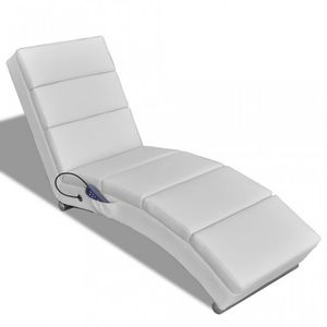 WHITE LABEL - fauteuil de massage chaise relaxation électrique blanc - Fauteuil De Massage
