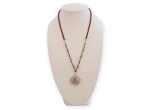 WHITE LABEL - collier long fleur argentée et faux diamants bijou - Collier