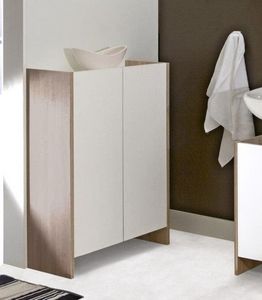 WHITE LABEL - meuble de salle de bain dova 2 portes blanches et - Meuble De Salle De Bains