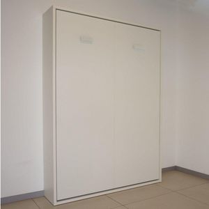 WHITE LABEL - armoire lit escamotable smart blanc mat couchage 1 - Lit Escamotable