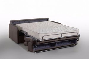 WHITE LABEL - canapé lit montmartre en microfibre marron convert - Canapé Lit