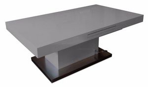 WHITE LABEL - table basse relevable extensible setup gris brilla - Table Basse Relevable