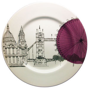 Poole Pottery - cities in sketch dinner plate london - Assiette Décorative