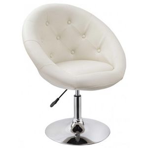 WHITE LABEL - fauteuil lounge pivotant cuir crème - Fauteuil Rotatif