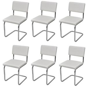 WHITE LABEL - 6 chaises de salle a manger blanches - Chaise