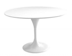 WHITE LABEL - table ronde de repas design tulipe laquée blanc 12 - Table De Repas Ronde