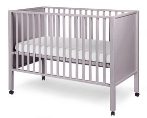 WHITE LABEL - lit bébé avec roulettes 60x120cm coloris gris - Lit Pliant Bébé