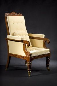 CARSWELL RUSH BERLIN - important carved mahogany mechanical arm chair - Fauteuil