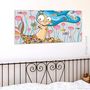 Tableau décoratif enfant-SERIE GOLO-Toile imprimée boucles d'eau 78x38cm