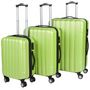 Valise à roulettes-WHITE LABEL-Lot de 3 valises bagage rigide vert