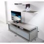 Meuble tv hi fi-WHITE LABEL-Meuble TV TALAC gris mat 2 portes coulissantes bla