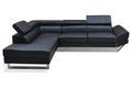 Canapé modulable-WHITE LABEL-Canapé d'angle gauche fixe VENISE cuir éco noir