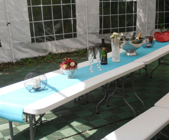 GECKO - Table pique-nique-GECKO-Table de réception pliante blanche en résine 183x7