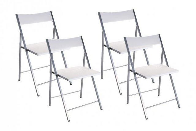 WHITE LABEL - Chaise pliante-WHITE LABEL-BELFORT Lot de 4 chaises pliantes blanc