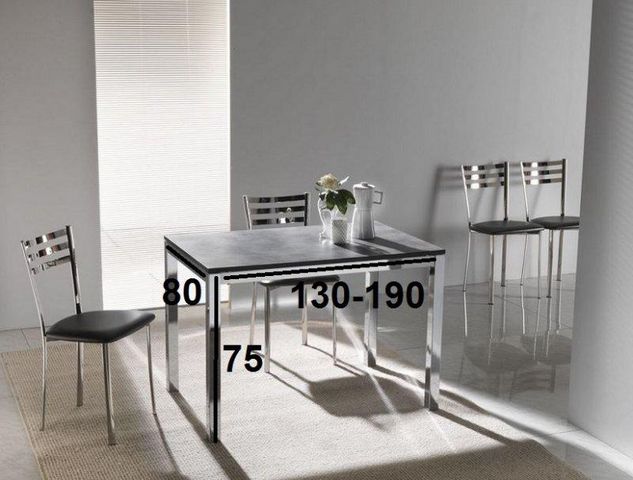WHITE LABEL - Table de repas rectangulaire-WHITE LABEL-Table repas extensible MAJESTIC 130 x 80 cm  et ac