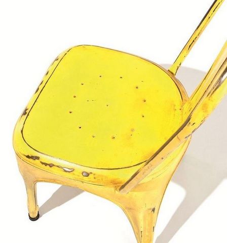 WHITE LABEL - Chaise-WHITE LABEL-Lot de 4 chaises design AIX GELB en acier jaune