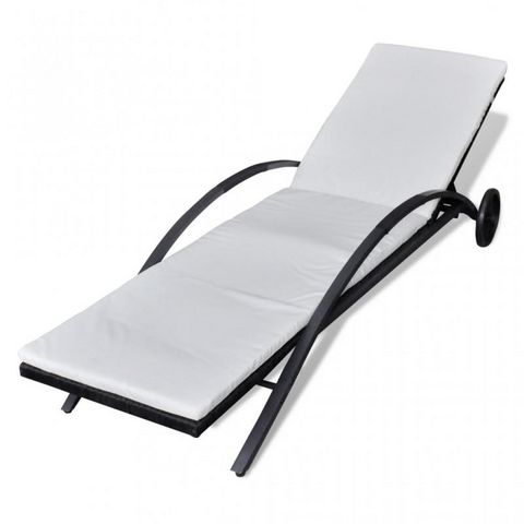 WHITE LABEL - Chaise longue de jardin-WHITE LABEL-Transat de jardin relax noir