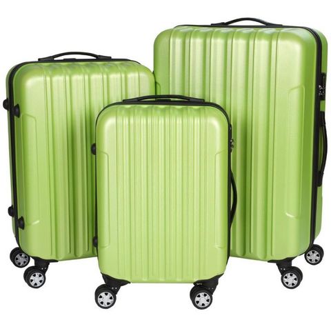 WHITE LABEL - Valise à roulettes-WHITE LABEL-Lot de 3 valises bagage rigide vert