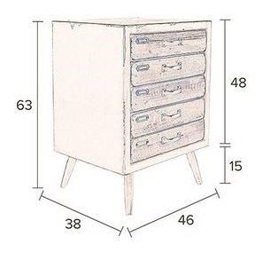 WHITE LABEL - Table de chevet-WHITE LABEL-Chevet SOL 5 tiroirs de DutchBone esprit VINTAGE