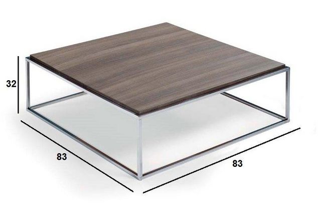 WHITE LABEL - Table basse carrée-WHITE LABEL-Table basse carré MIMI  noyer