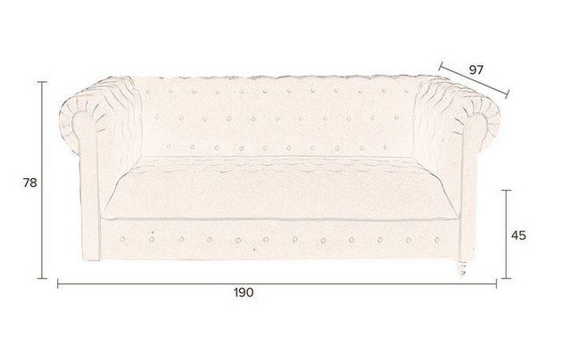 WHITE LABEL - Canapé Chesterfield-WHITE LABEL-Canapé fixe 2 places CHESTER taupe vintage