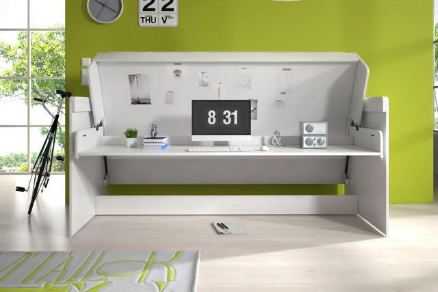 WHITE LABEL - Bureau enfant-WHITE LABEL-Bureau amovible avec lit escamotable combiné 90x20