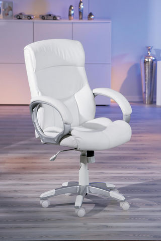 WHITE LABEL - Chaise de bureau-WHITE LABEL-Fauteuil de bureau ergonomique coloris blanc desig