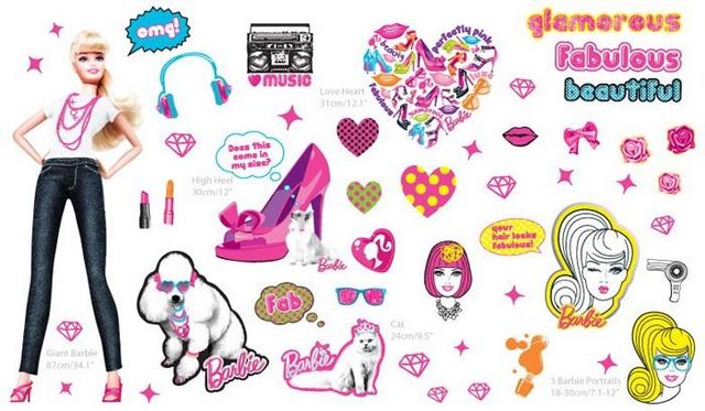 Funtosee - Sticker Décor adhésif Enfant-Funtosee-Kit de stickers Barbie