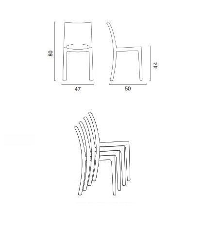 WHITE LABEL - Chaise-WHITE LABEL-Lot de 2 chaises SUNSHINE empilables design noir b