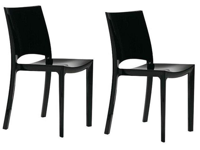 WHITE LABEL - Chaise-WHITE LABEL-Lot de 2 chaises SUNSHINE empilables design noir b
