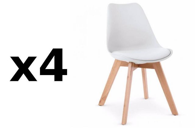 WHITE LABEL - Chaise-WHITE LABEL-Lot de 4 chaises OSLO design scandinave piétement 