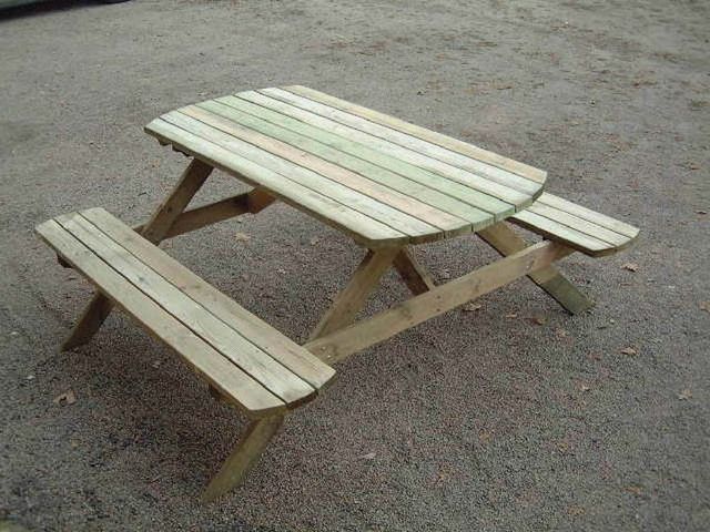 Cihb - Table pique-nique-Cihb-Table pique-nique avec bancs en bois Rondo
