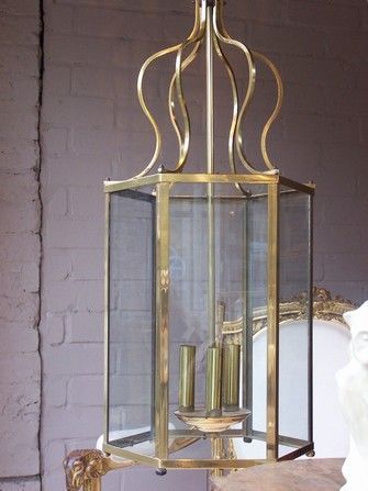Jane Walton Antique Dealer - Lanterne d'intérieur-Jane Walton Antique Dealer-Mid-20C Metal Hanging Lantern