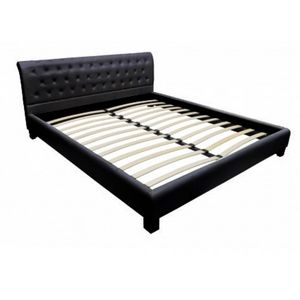 WHITE LABEL - lit cuir 180 x 200 cm noir - Double Bed