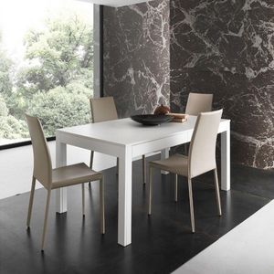 WHITE LABEL - table repas extensible ermes blanche - Rectangular Dining Table