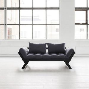 WHITE LABEL - banquette méridienne noire futon grey graphite beb - Lounge Sofa