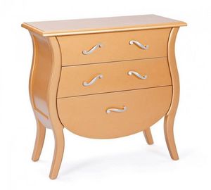 WHITE LABEL - commode barokko 3 tiroirs or - Chest Of Drawers