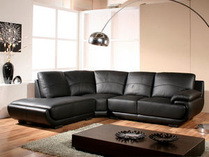 WHITE LABEL - canapé cuir angle mozart - Adjustable Sofa