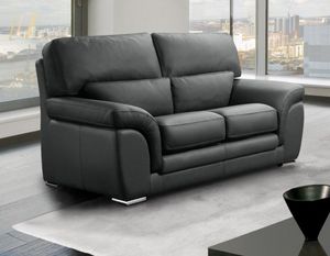 WHITE LABEL - cloe canapé 2 places gris foncé en cuir recyclé - 2 Seater Sofa