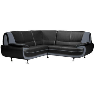 WHITE LABEL - canapé d?angle design en simili cuir noir et gris - Adjustable Sofa
