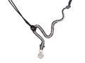 Necklace-WHITE LABEL-Tour de cou serpent strass et pierre blanche bijou
