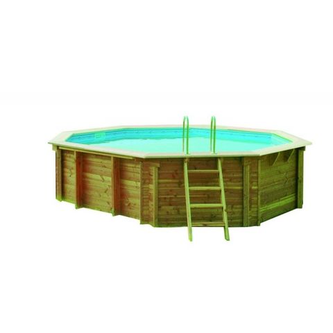 Aqualux - Wood surround above-ground pool-Aqualux-Piscine allonge en bois LOLA - 505 x 305 x 128 cm